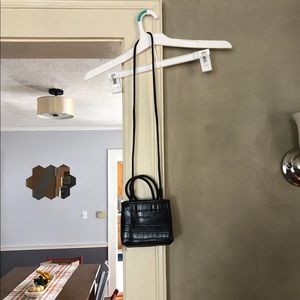 Mango black faux croc tiny purse NWT